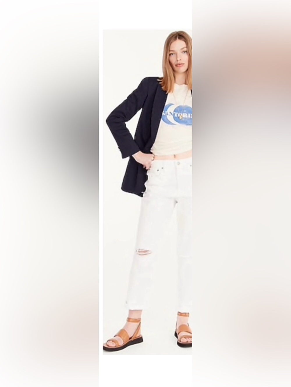 J. Crew White Distressed Wide-Leg Jeans